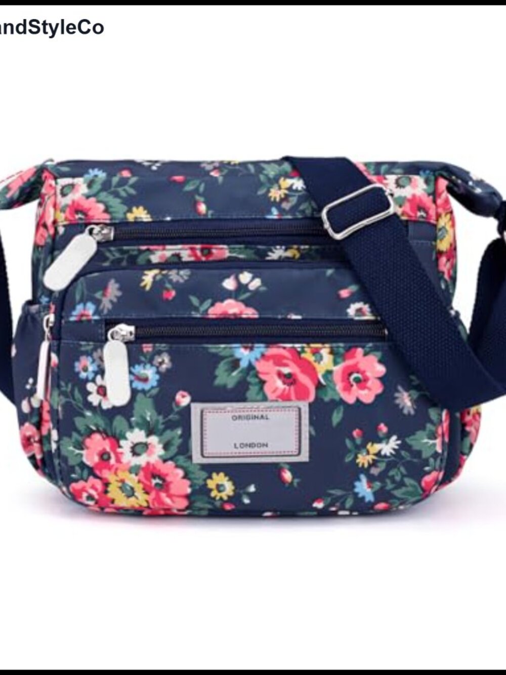 Nylon Crossbody Bag Women Multi Pocket Water Resistant Adjustable Strap Purse